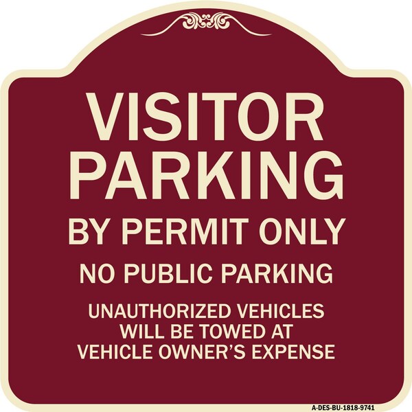 Signmission Designer Series-Visitor Parking By Permit Only No Public Parking, 18" x 18", BU-1818-9741 A-DES-BU-1818-9741 - main